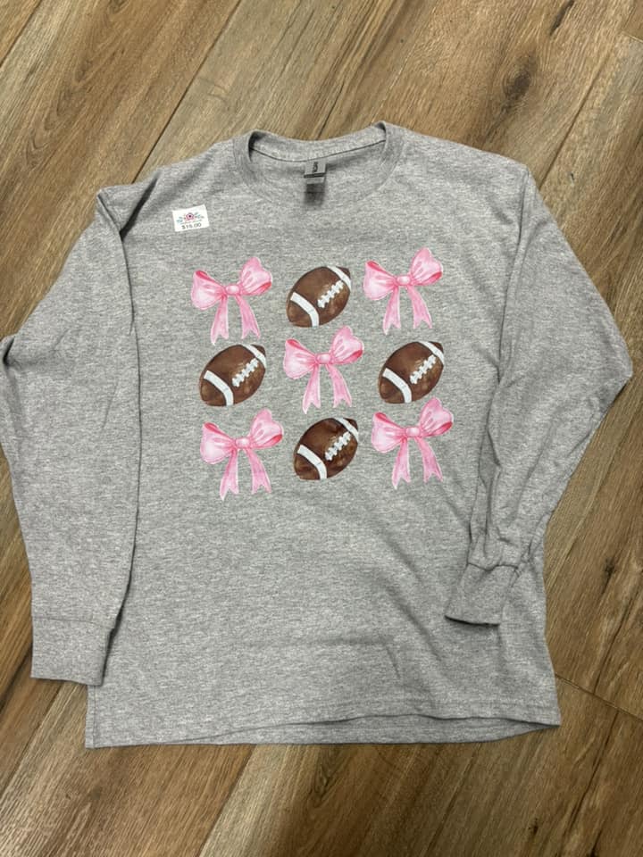 Football and Bows Youth Long Sleeve