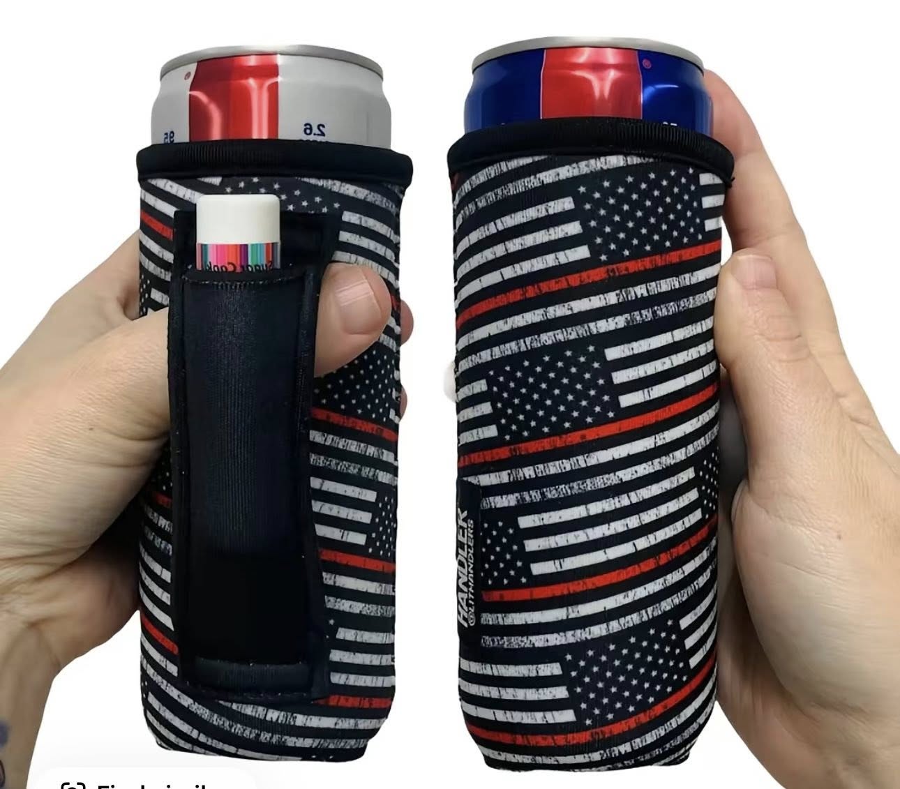 Slim Koozie with Handle/Chapstick Pocket