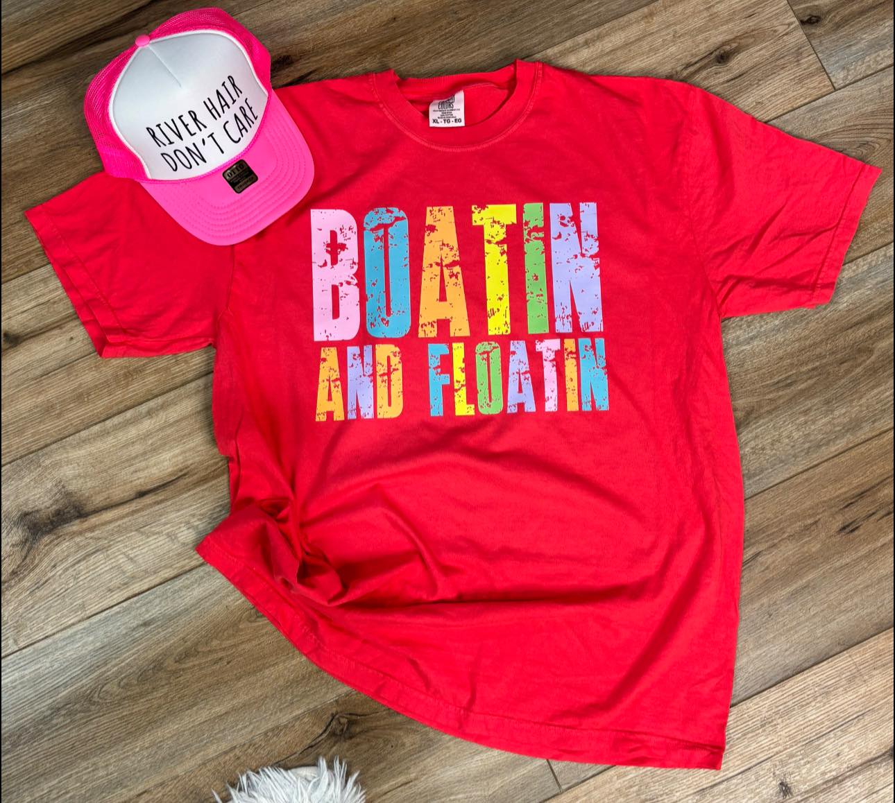 Boatin’ and Floatin’ Comfort Colors Graphic Tee | Neon Lake Life Summer Shirt | M&M Scents & Apparel, LLC