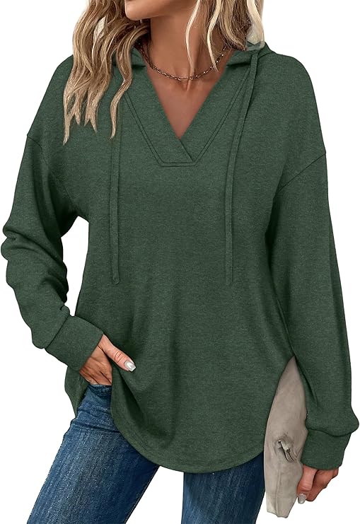 V-Neck Oversized Lightweight Hoodie