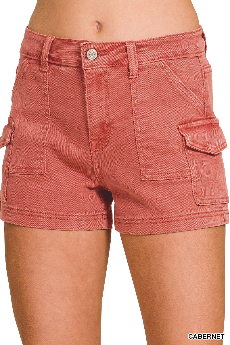 Utility Denim Shorts with Stretch | Mid Rise Cargo Shorts