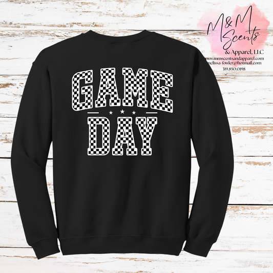 Game Day Checkered Crewneck Sweatshirt | Black & White Gameday Sweatshirt