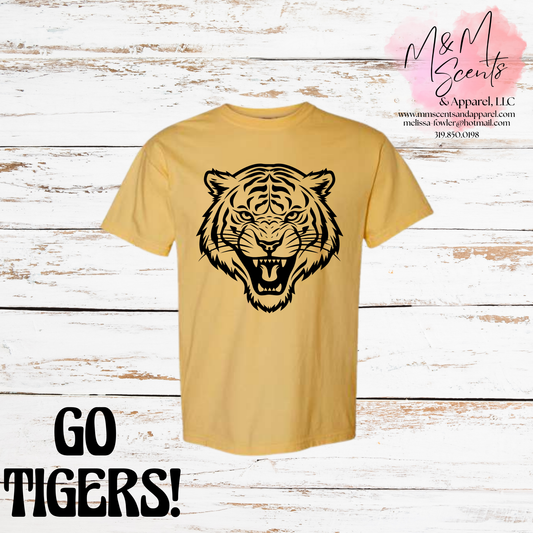 New London Tigers Fierce Tiger Graphic Tee | Gold Spirit Shirt
