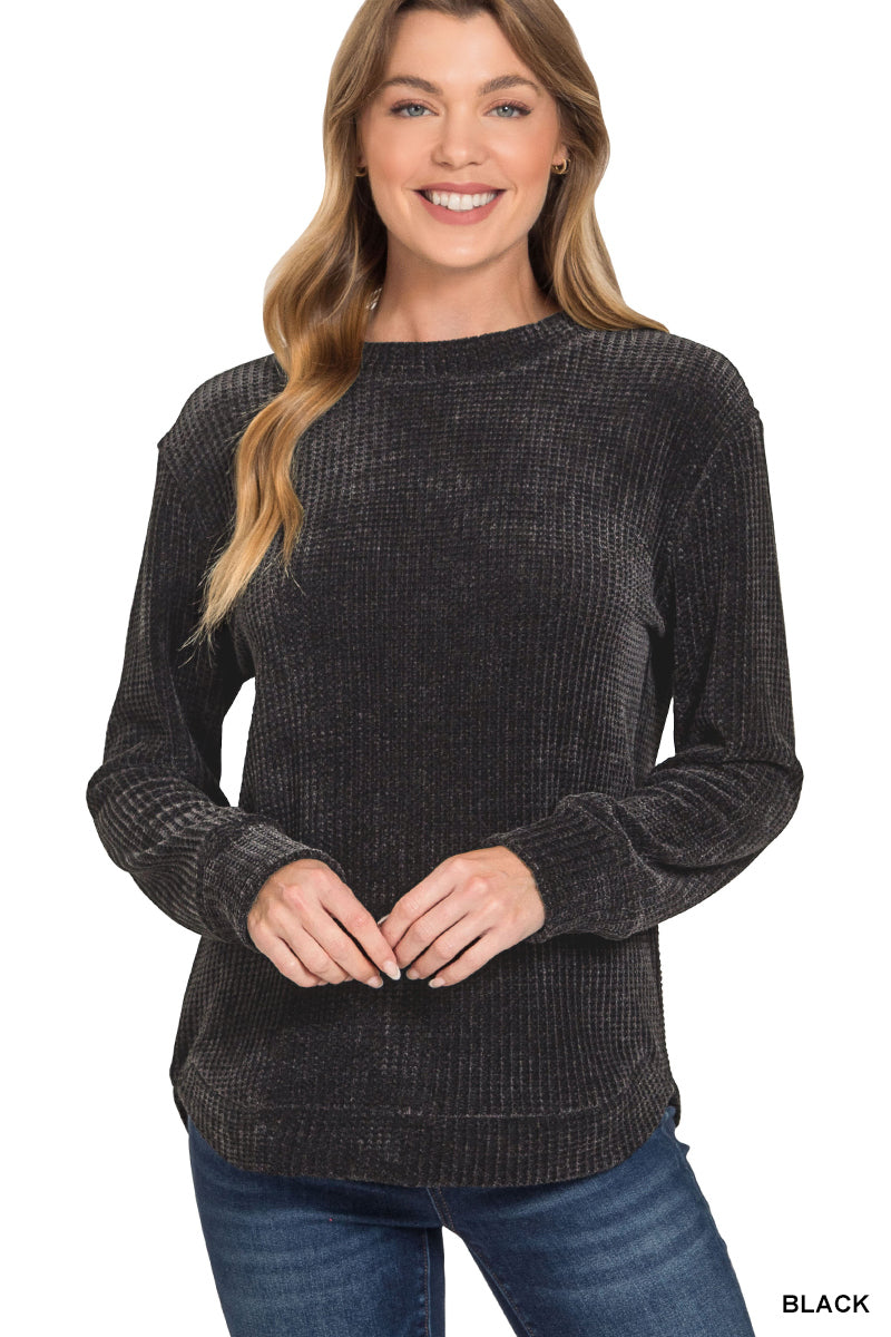 Zenana Washed Long Sleeve Top
