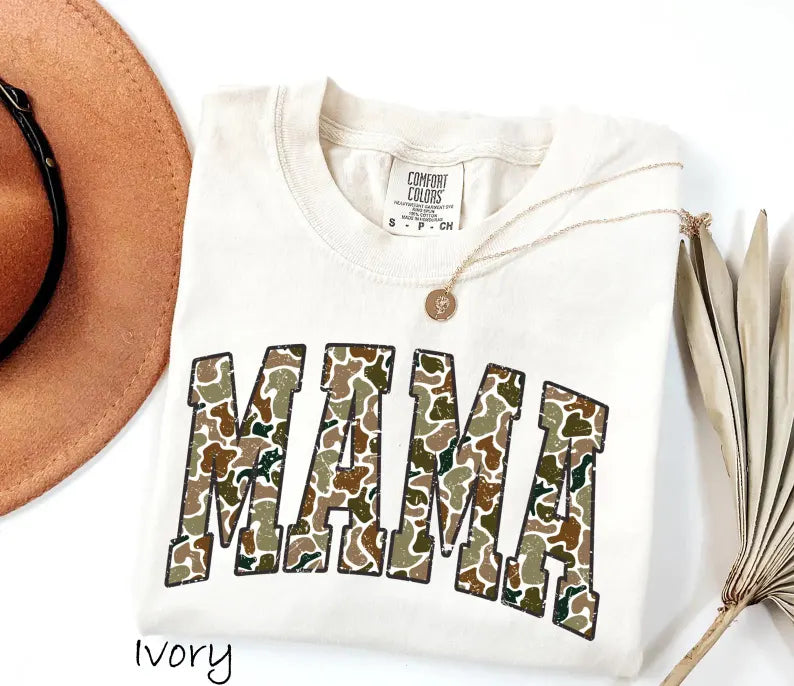 Camo MAMA Graphic Tee | Fall Mom Shirt