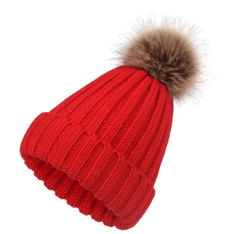 Knit Wool Hat with Ball
