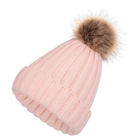 Knit Wool Hat with Ball