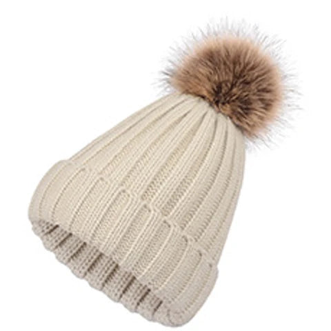 Knit Wool Hat with Ball