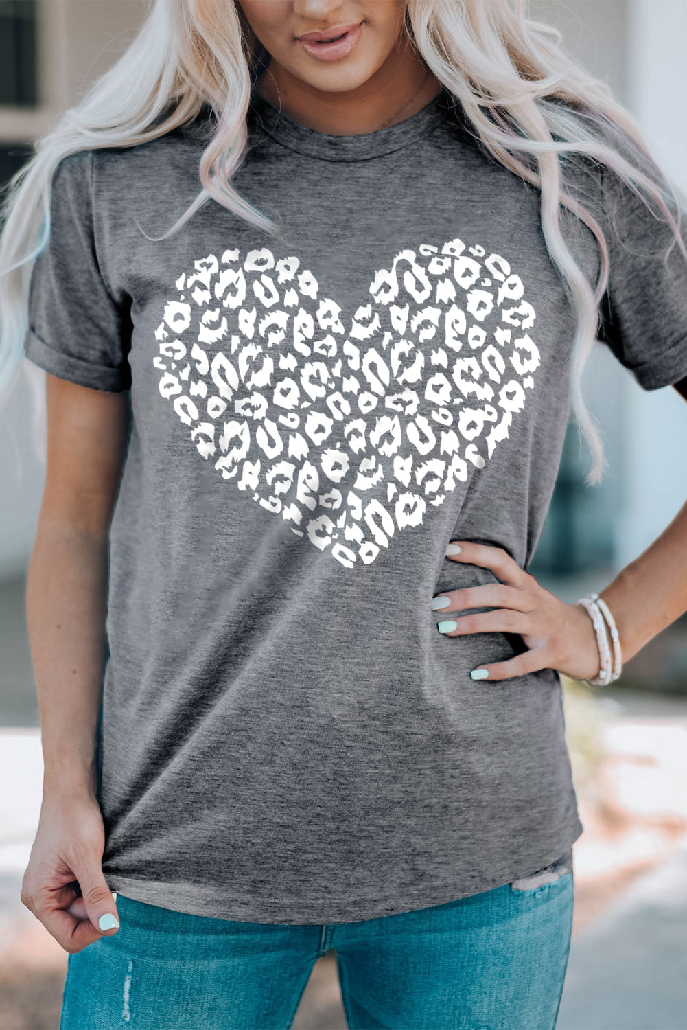 Gray Leopard Heart