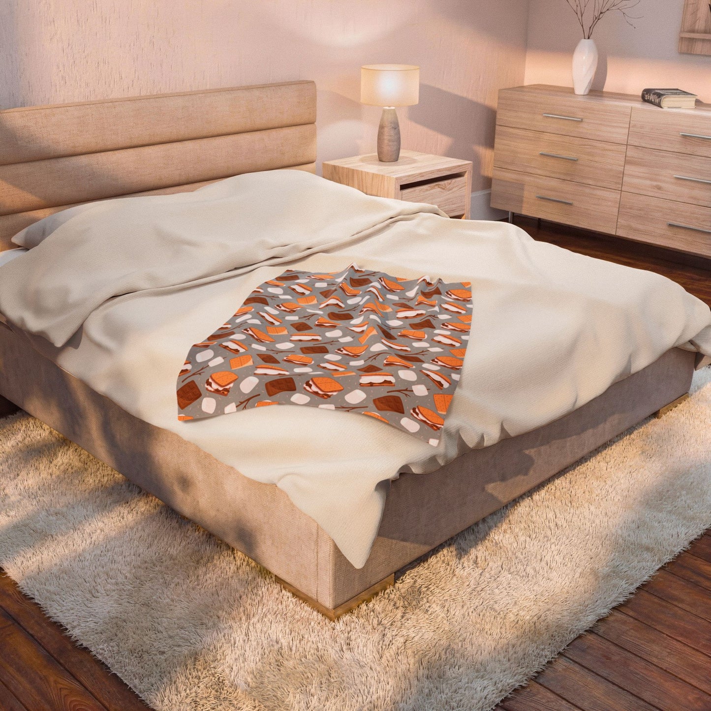S'mores Velveteen Plush Blanket – Cozy Dessert Pattern Throw