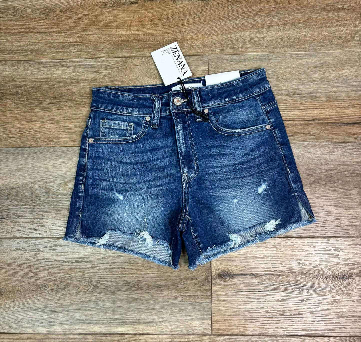 Mid Rise Distressed Denim Shorts | Raw Hem Jean Shorts | Women’s Stretch Summer Shorts
