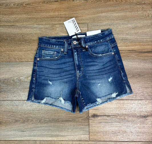 Mid Rise Distressed Denim Shorts | Raw Hem Jean Shorts | Women’s Stretch Summer Shorts