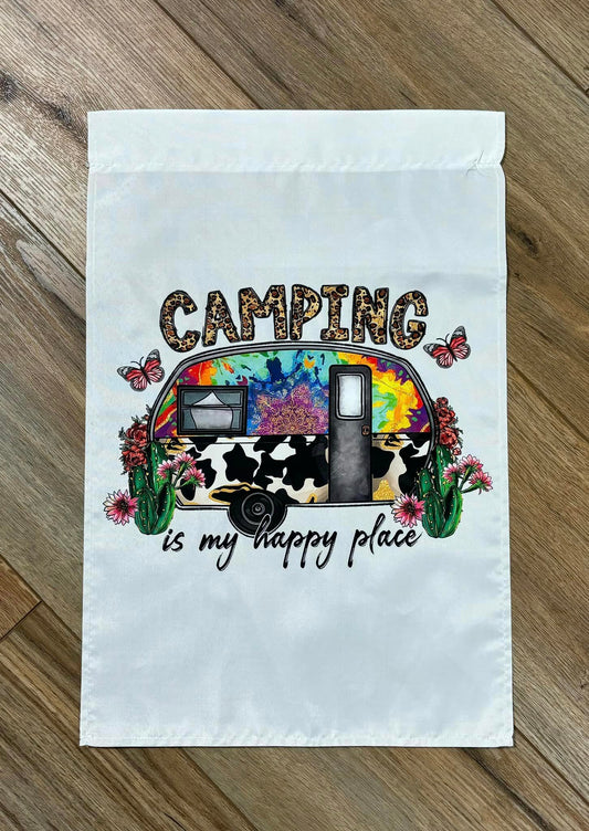 Camping Is My Happy Place Flag