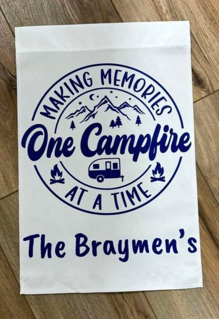 Making Memories Camping Flag Customized