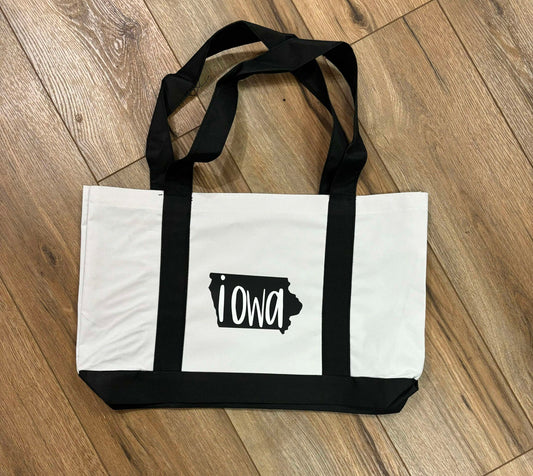 Black/White Iowa Tote Bag