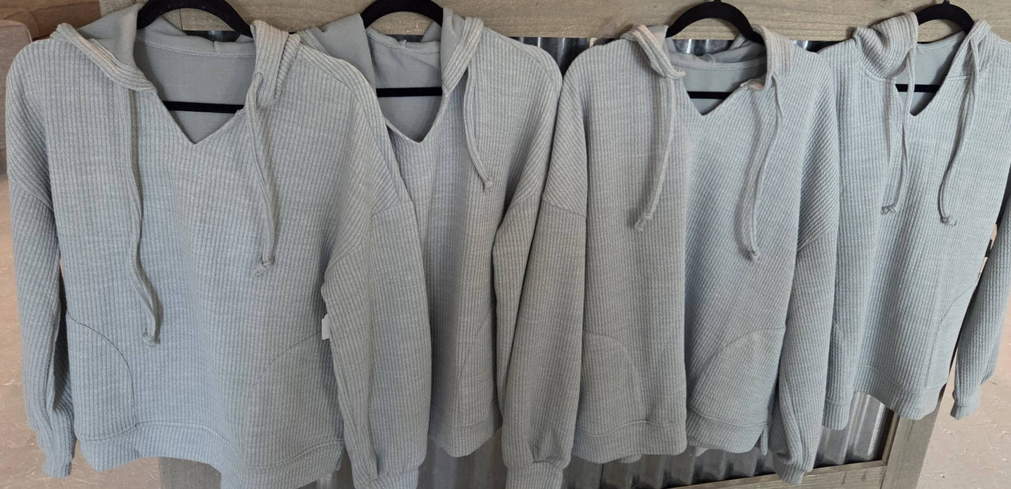 Dusty Blue Knit Hoodie