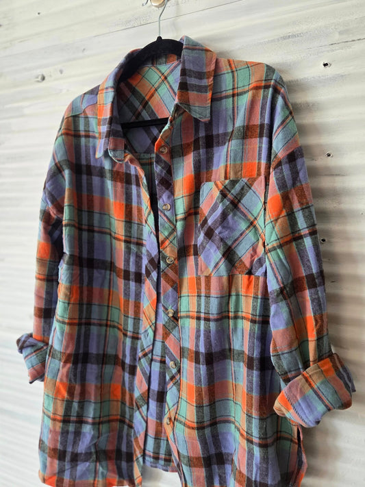 Orange Plaid Button Up