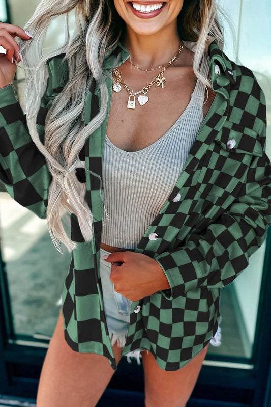 Green Checkered Shacket