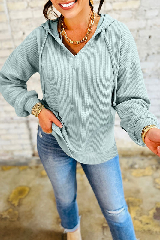 Dusty Blue Knit Hoodie