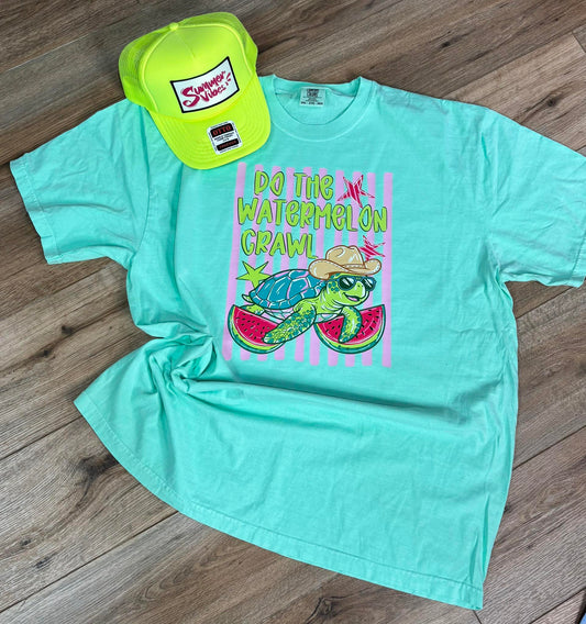 Do The Watermelon Crawl Comfort Colors Graphic Tee | Neon Summer Shirt | M&M Scents & Apparel, LLC