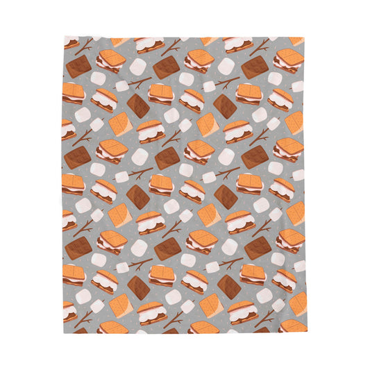 S'mores Velveteen Plush Blanket – Cozy Dessert Pattern Throw