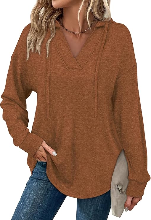 V-Neck Oversized Lightweight Hoodie
