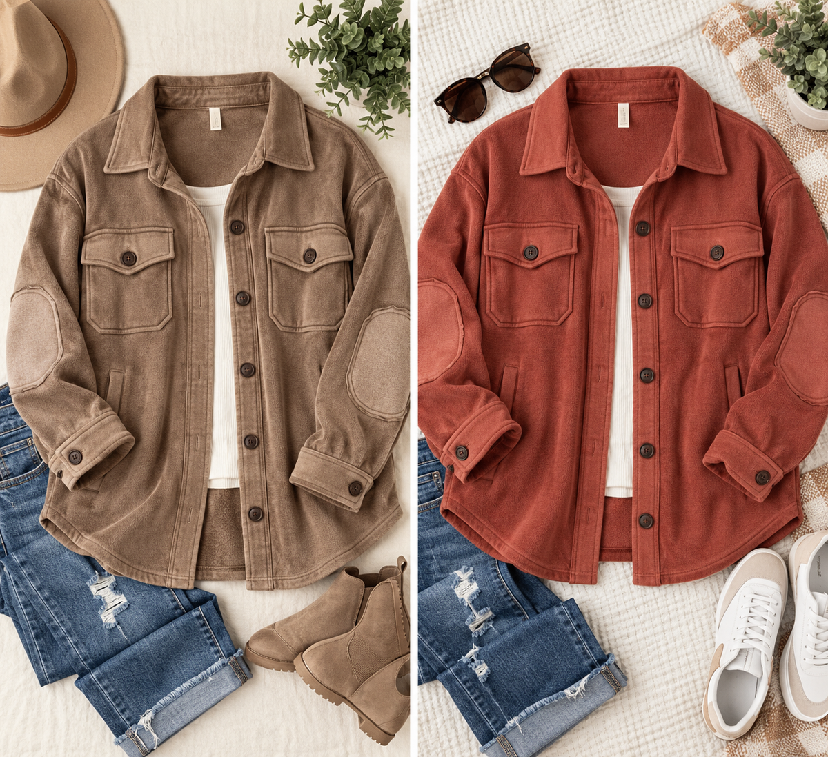 Zenana Soft Brushed Elbow Patch Shacket