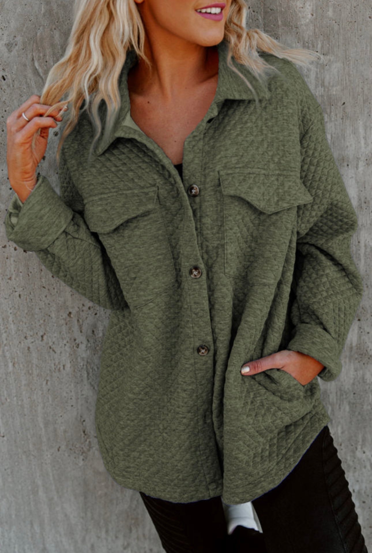 Green Quilted Shacket