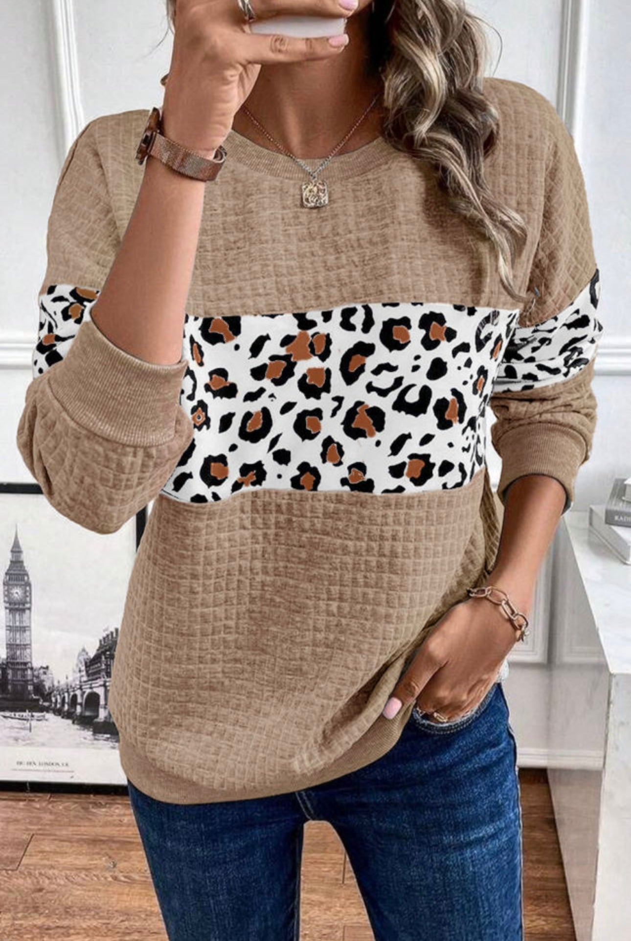 Leopard Quilted Sweatshirt