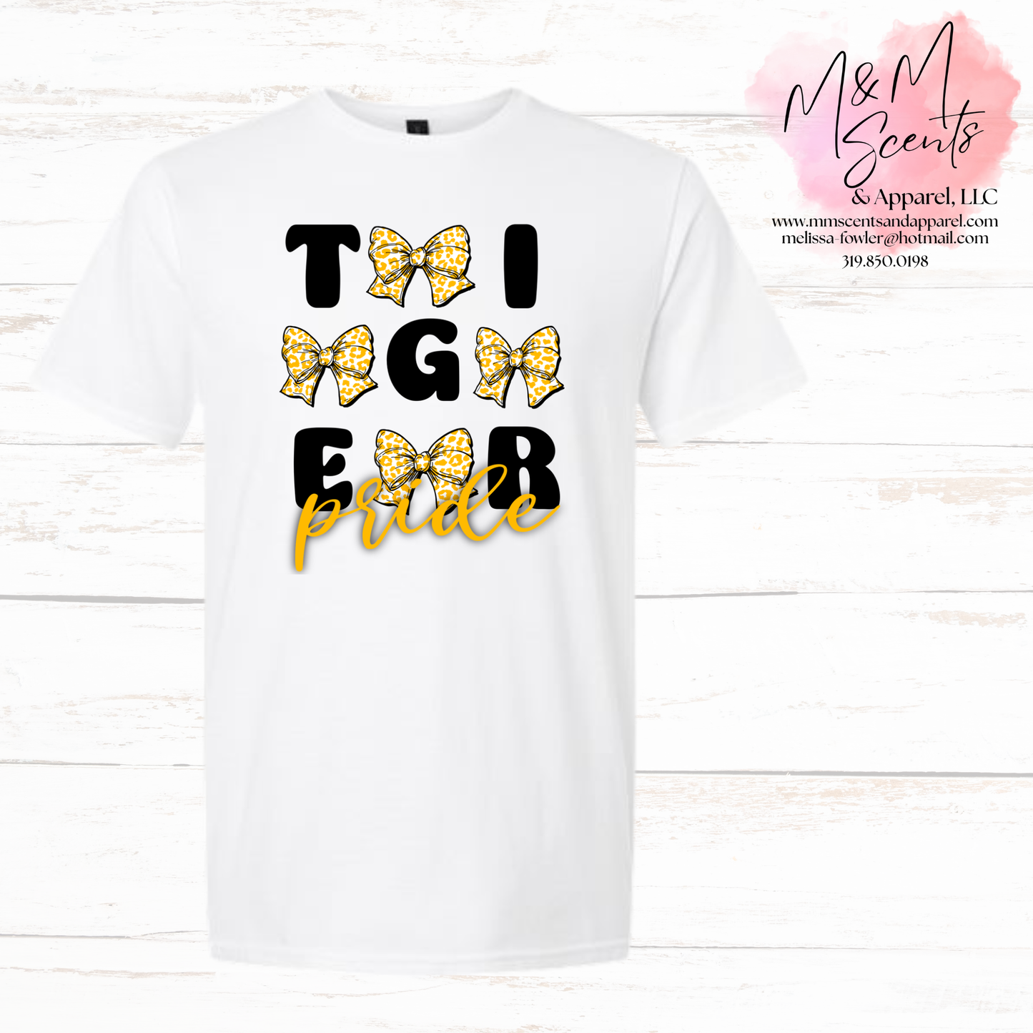 Tiger Pride Bow Graphic T-Shirt | New London Tigers School Spirit Tee