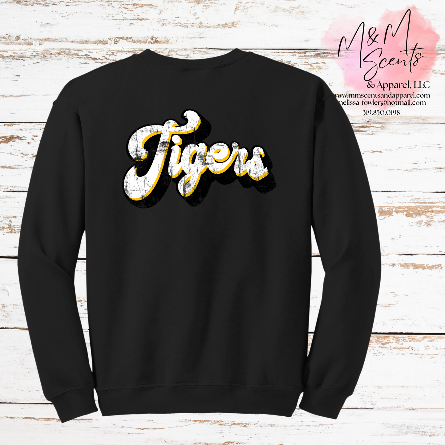 Vintage Tigers Script Crewneck Sweatshirt | New London Tigers Retro School Spirit Sweatshirt