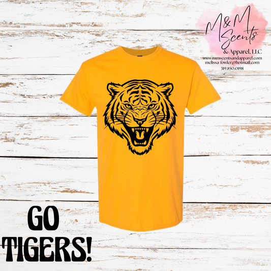 New London Tigers Fierce Tiger Graphic Tee | Gold Spirit Shirt