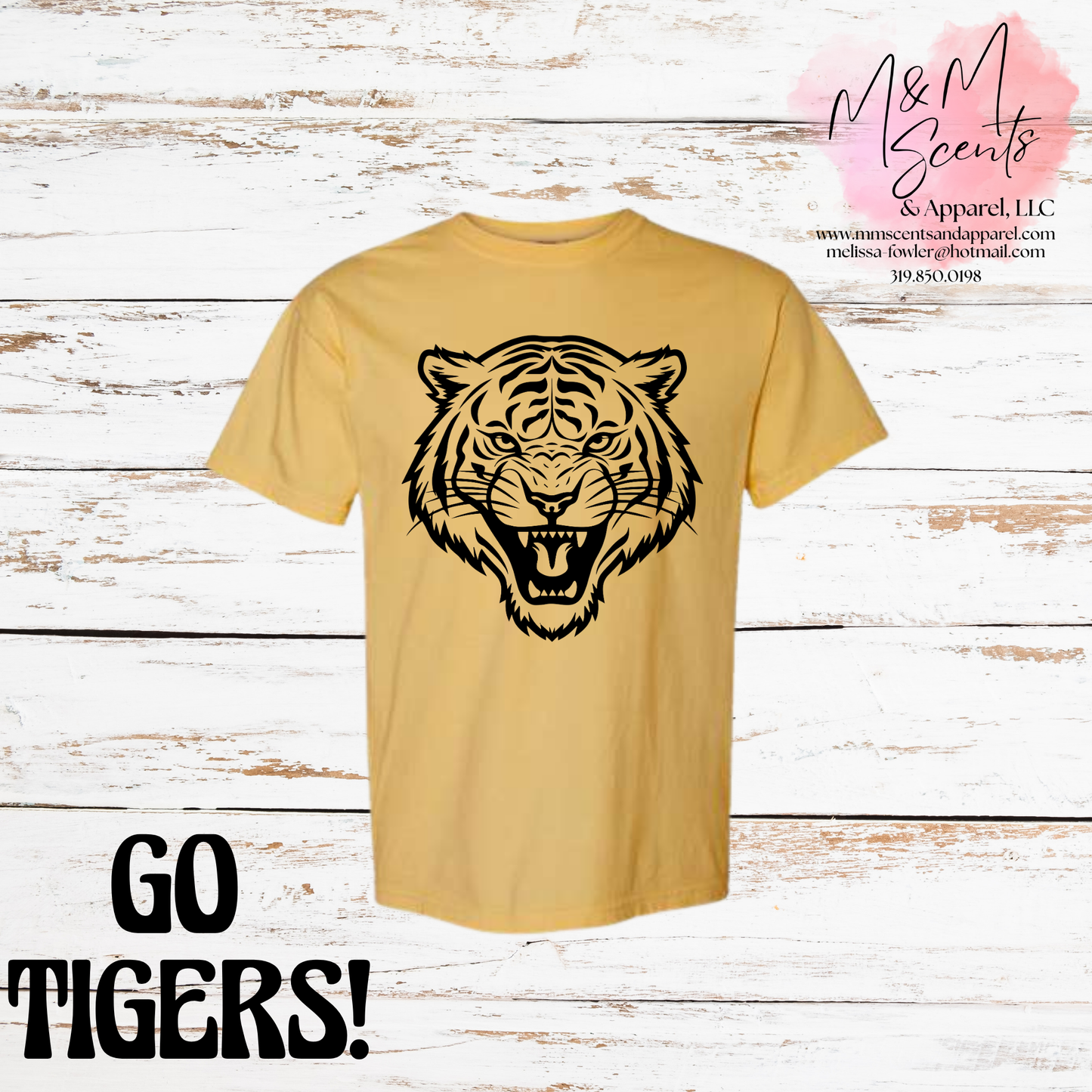 New London Tigers Fierce Tiger Graphic Tee | Gold Spirit Shirt