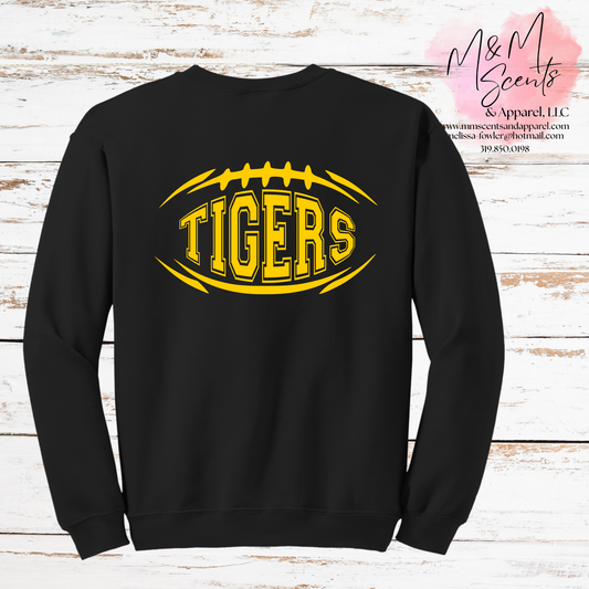 Tigers Football Crewneck Sweatshirt | Black Gameday Pullover