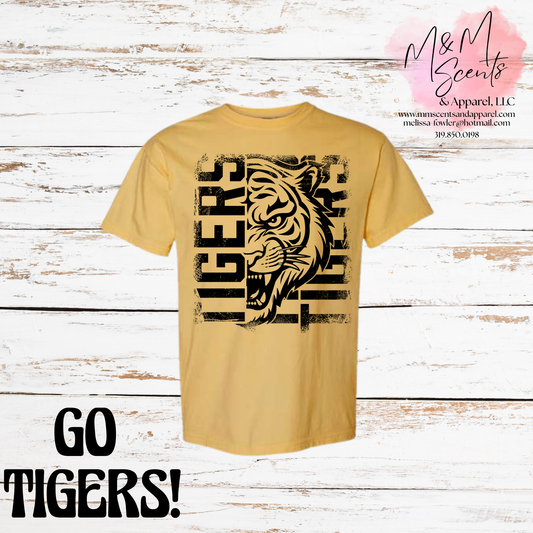 New London Tigers Vertical Graphic Tee | Bold Tiger Spirit Shirt