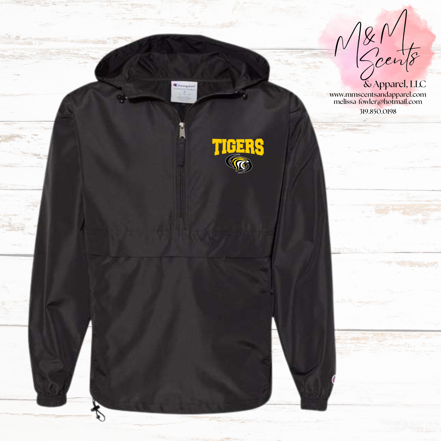 Champion® Tigers Packable Pullover Jacket | Unisex Quarter-Zip Windbreaker