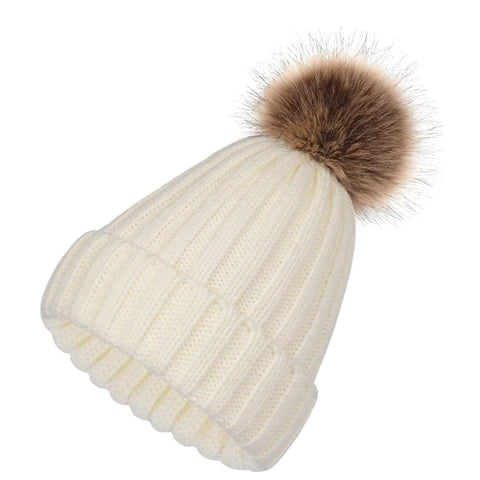 Knit Wool Hat with Ball