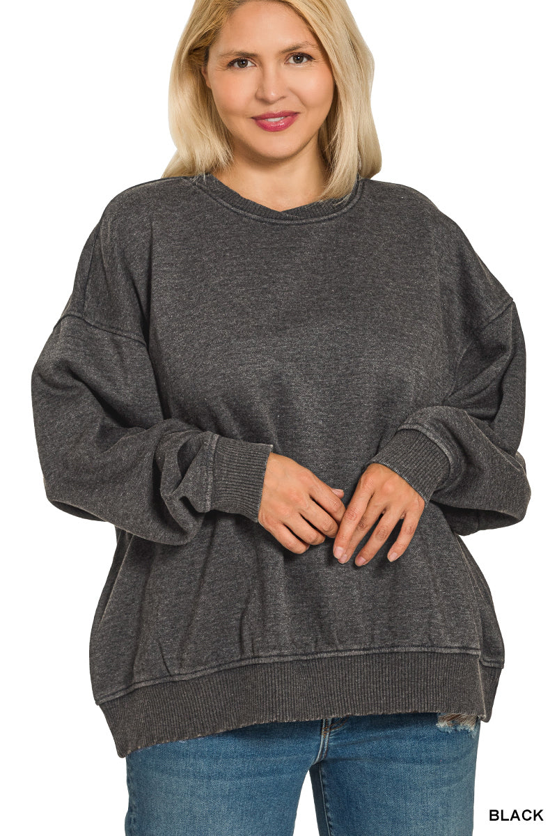 Zenana Plus Size Oversized Pullover Sweatshirt