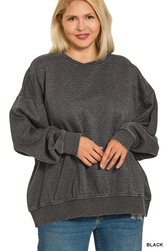 Zenana Plus Size Oversized Pullover Sweatshirt