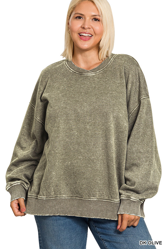 Zenana Plus Size Oversized Pullover Sweatshirt