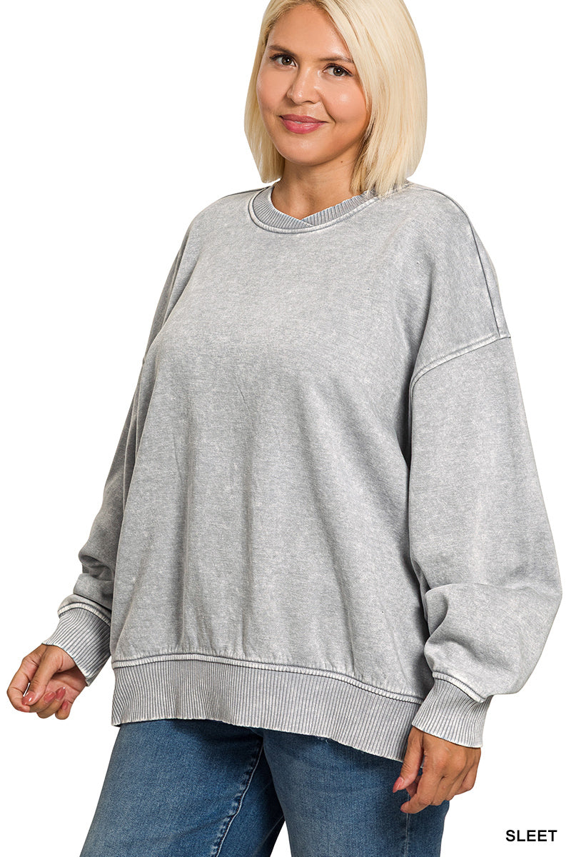 Zenana Plus Size Oversized Pullover Sweatshirt