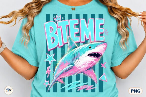 Bite Me Shark Graphic Tee | Neon Summer Beach Shirt | Funny Boutique Tee | M&M Scents & Apparel, LLC