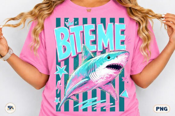 Bite Me Shark Graphic Tee | Neon Summer Beach Shirt | Funny Boutique Tee | M&M Scents & Apparel, LLC