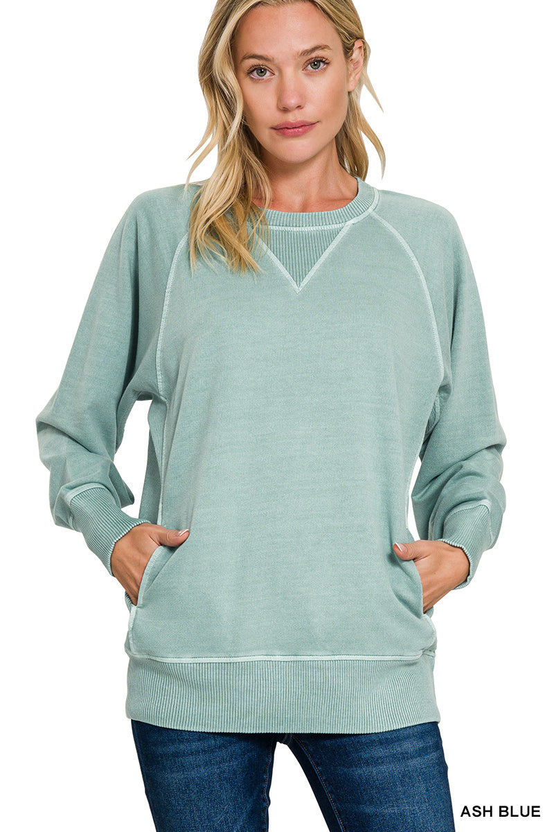 Zenana French Terry Pullover With Pockets