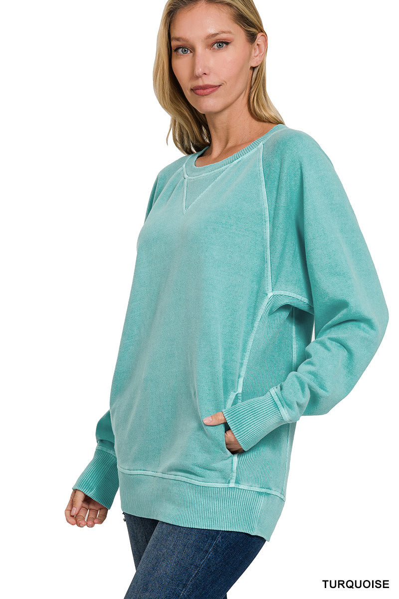 Zenana French Terry Pullover With Pockets