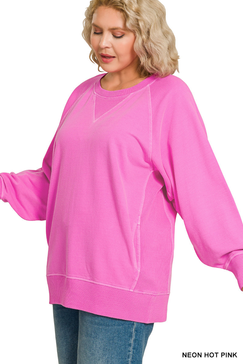 Zenana Plus Size French Terry Pullover