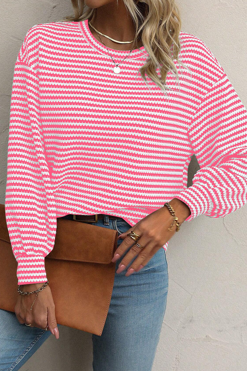 Rose Stripe Long Sleeve Top