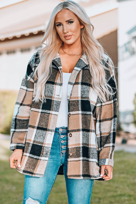 Plaid Brown Print Shacket