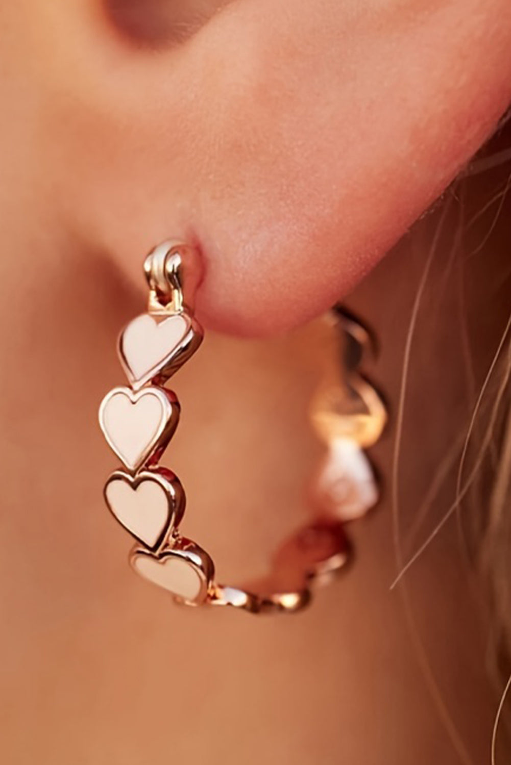 White Heart Shape Small Hook Earrings