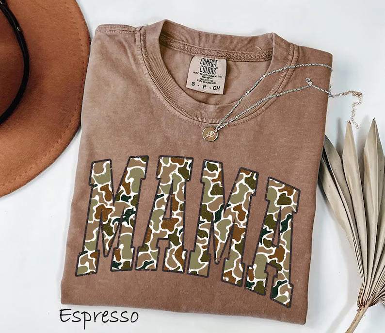 Camo MAMA Graphic Tee | Fall Mom Shirt